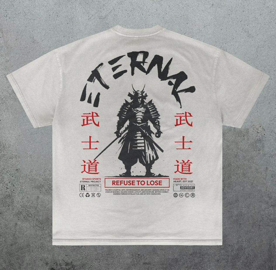 Oversize Eternal Warrior T - Shirt - Cream - Byakko Sports