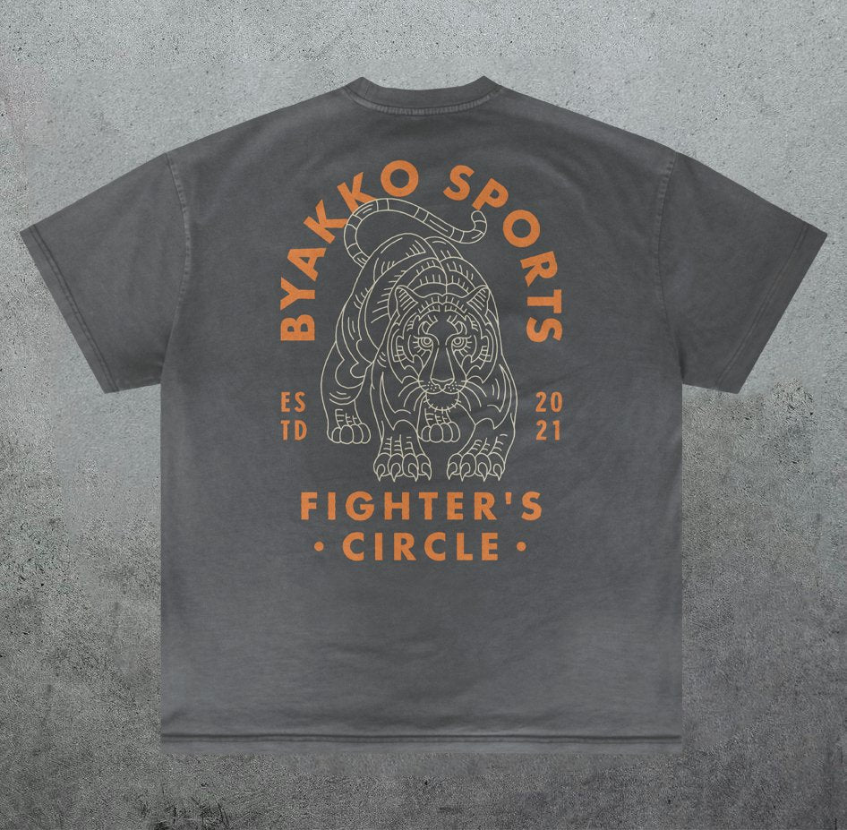 Oversized Fighter's Circle T - Shirt - Faded Black - Byakko Sports